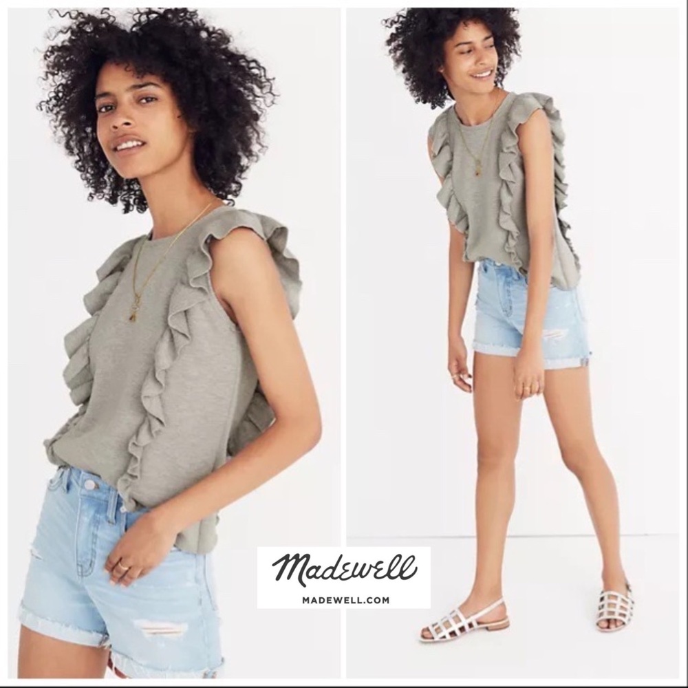 Madewell Ruffled Sweater Tank in gray